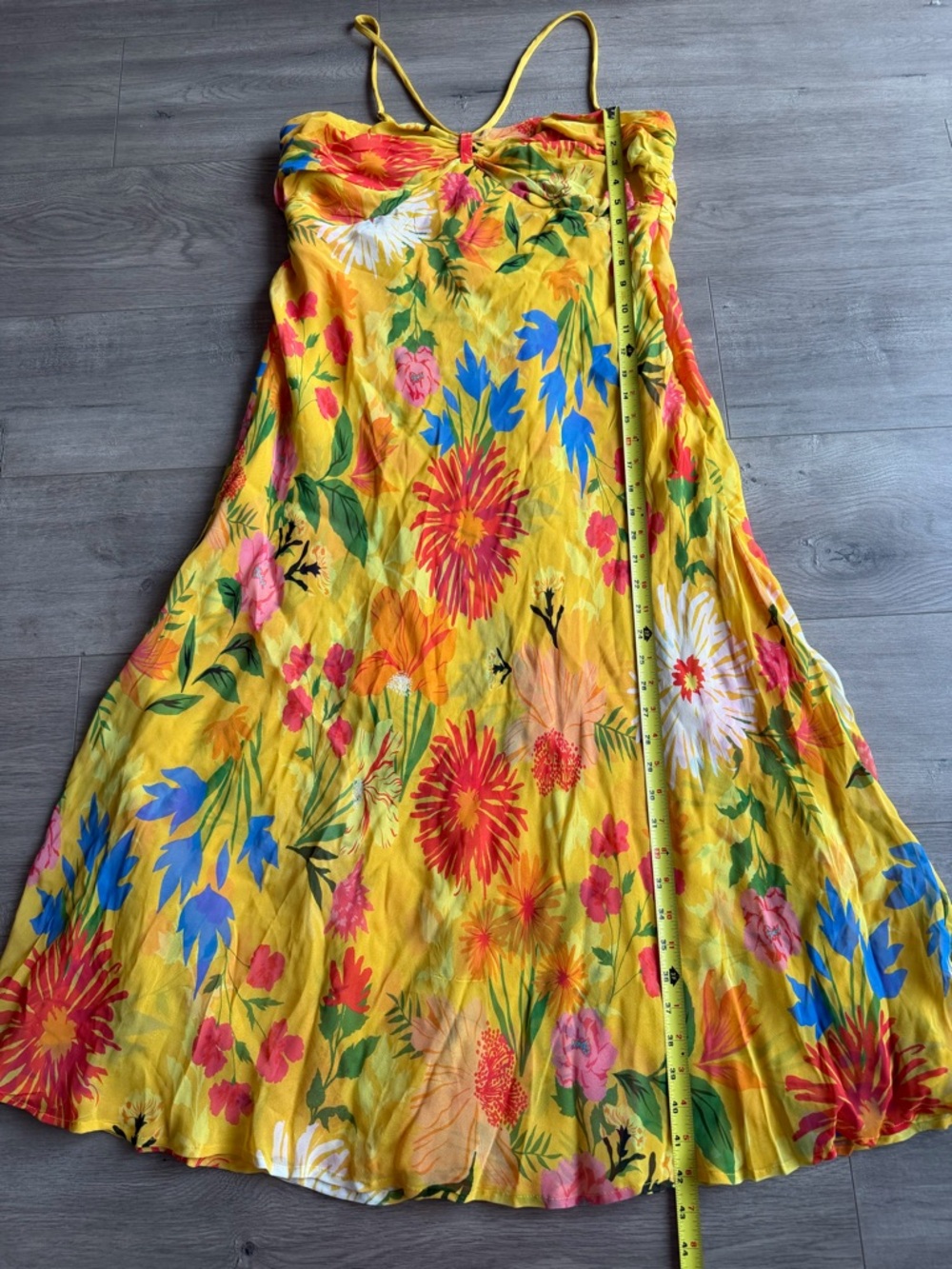 NWT By Anthropologie Halter Slip Dress - yellow floral - size large - Picture 2 of 9
